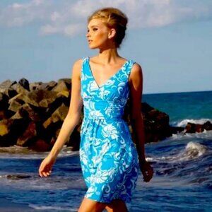 Lilly Pulitzer Blue and White Midi Dress
